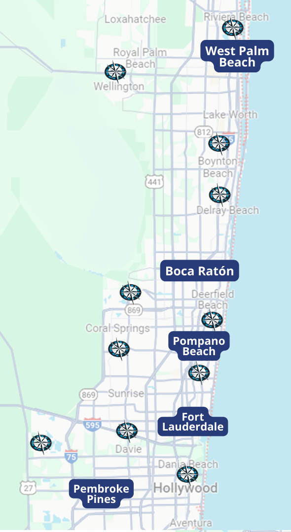 Map of Arose Contractors' service areas in Florida